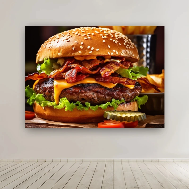 پوستر پارچه ای طرح مخمل همبرگر مدل غول کد BK24465