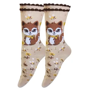 جوراب ساق بلند زنانه تن پوش هنگامه مدل کش اسپرت سنجاب پاییزی