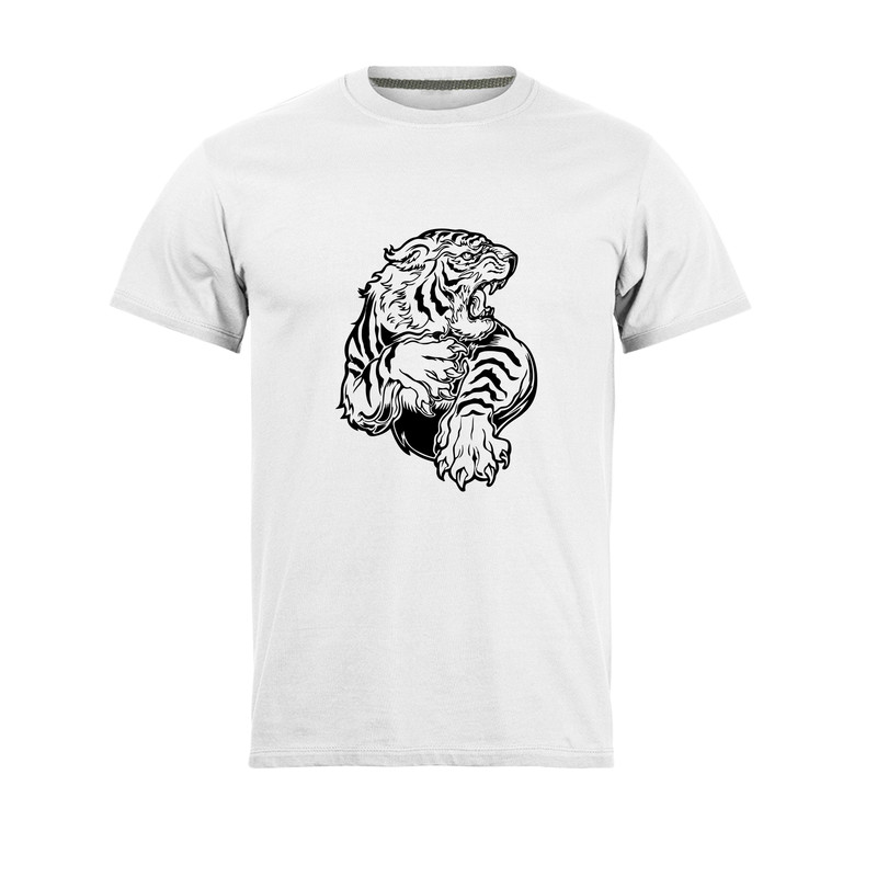 تی شرت آستین کوتاه مردانه مدل Tiger_NC1_0278_رنگ سفید