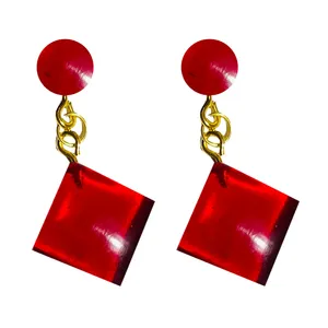 گوشواره دست دوز زنانه مدل لوزی و دایره 