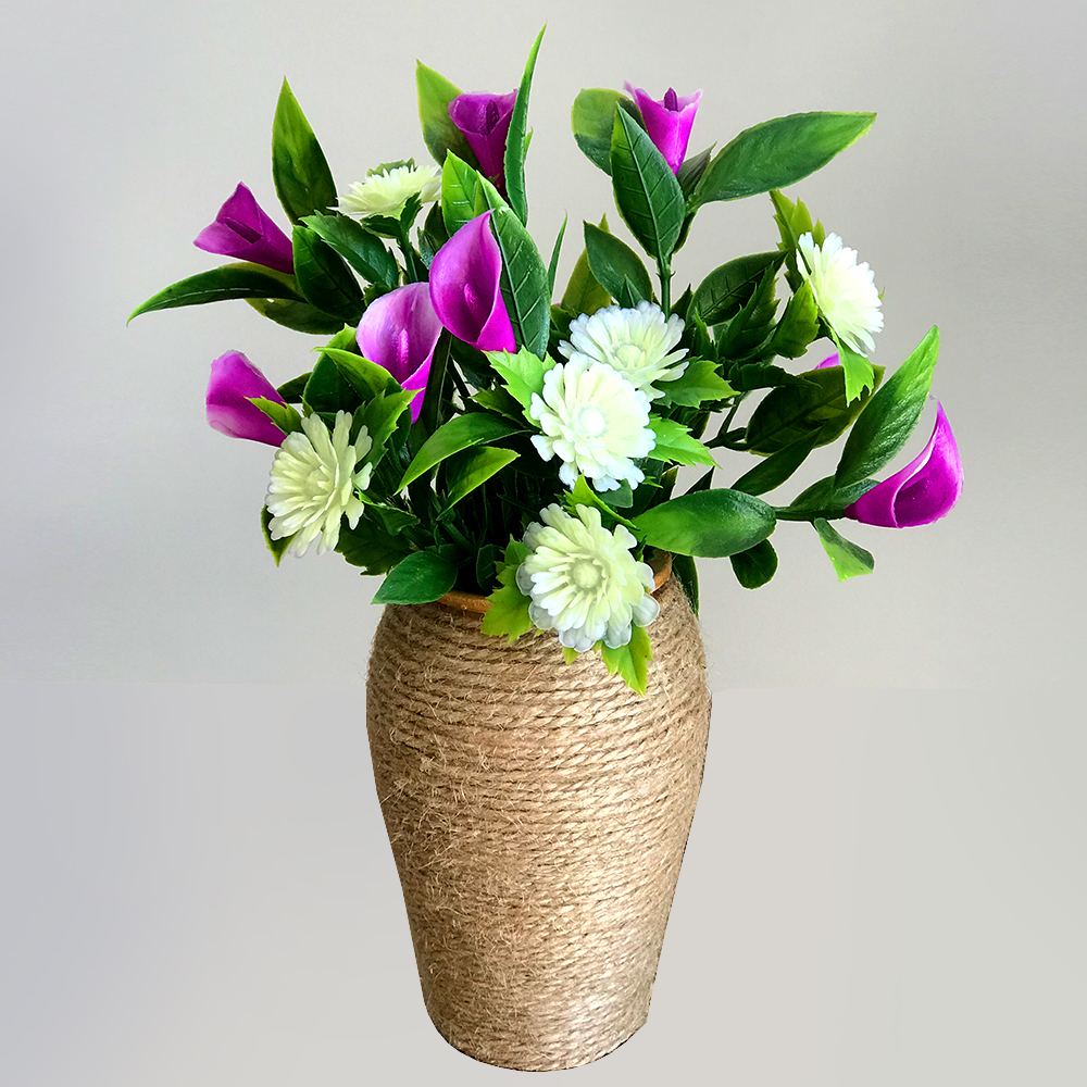 گلدان به همراه گل مصنوعی مدل مینیاتور P-W