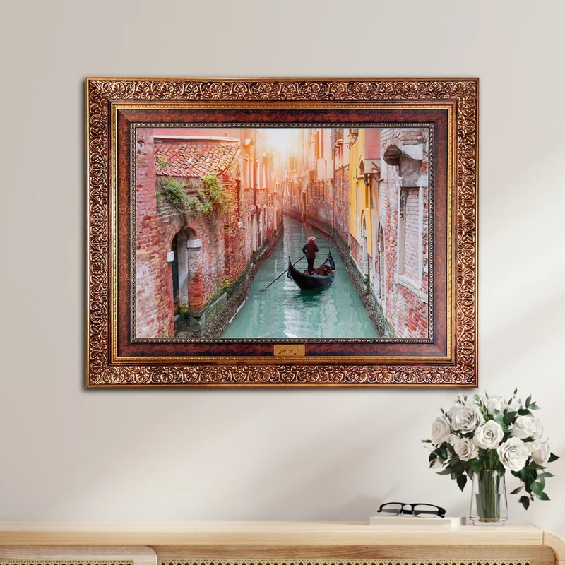 تابلو فرش ماشینی نقش نگار رضوی طرح ونیز کد 5665C