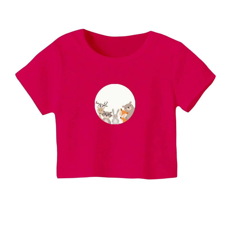 کراپ‌ تی‌شرت آستین کوتاه زنانه مدل دوستان بامزه کد 1