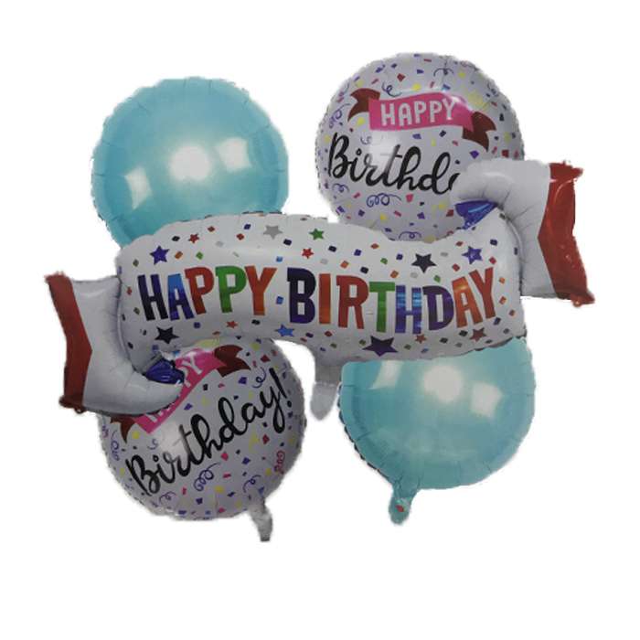 بادکنک فویلی آرسی مدل HAPPY BIRTHDAY مجموعه 5 عددی