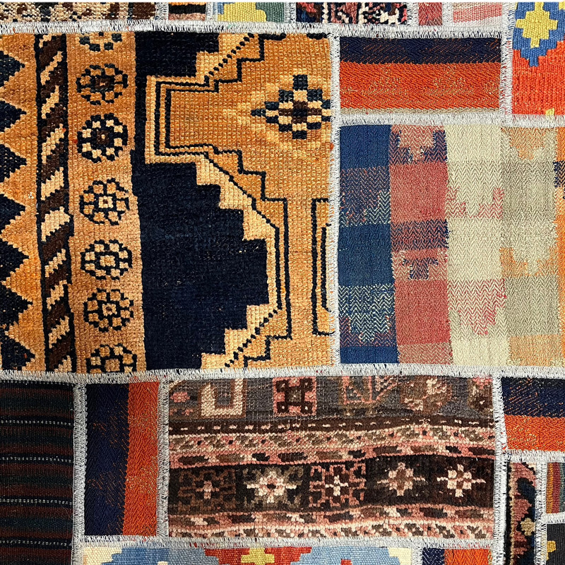 کلاژ فرش دستباف 3 متری مدل تکه دوزی‌