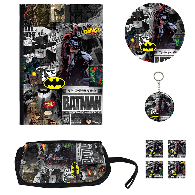 بسته لوازم تحریر مدل بتمن طرح کلاسور کد Batman مجموعه 8 عددی