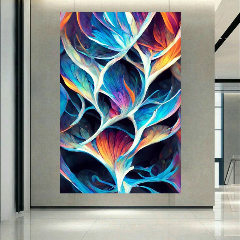 تابلو بوم طرح مخمل انتزاعی مدل ریزش رنگ ها کد AR304529