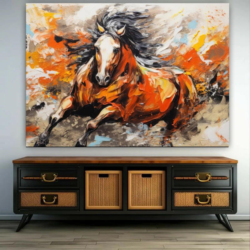 پوستر پارچه ای طرح نقاشی آبرنگی مدل اسب کد FP2168