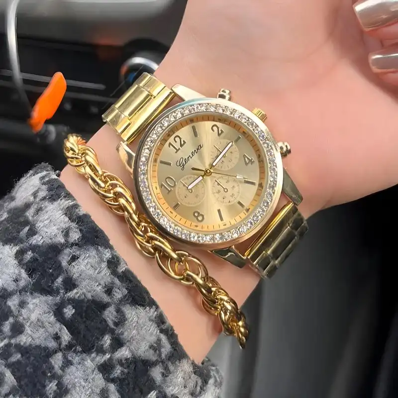 ساعت مچی عقربه ای زنانه جنوا مدل نگین دار کد 01