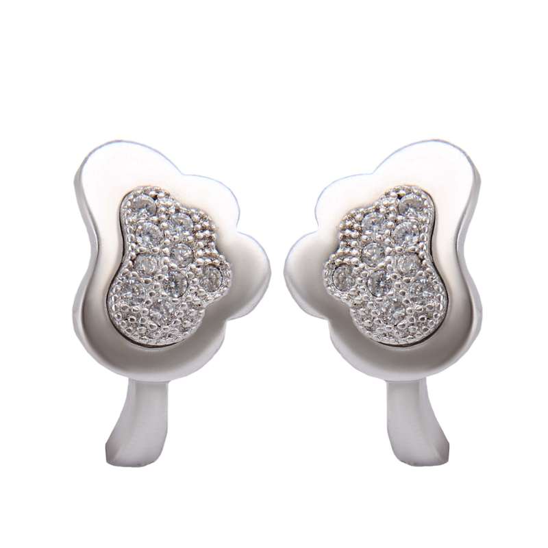 گوشواره نقره زنانه بازرگانی میلادی مدل فانتزی قلب نگین برلیان ابکاری رادیوم کد GZN_357