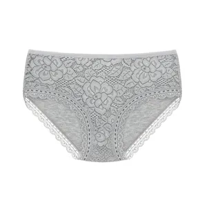 شورت زنانه مدل نخی اسلیپ گیپور گل رز رنگ طوسی