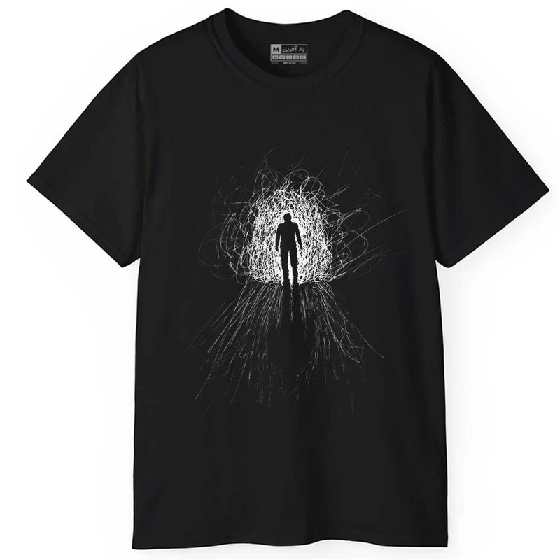 تی‌شرت آستین کوتاه مردانه پاد آفرین مدل آدمک و خط خطی ها کد 40