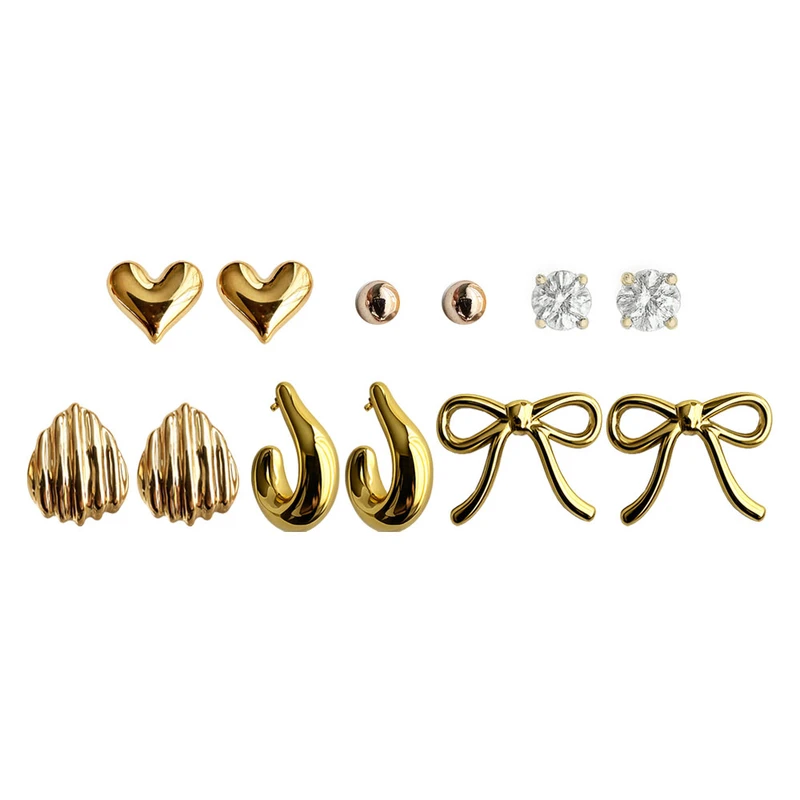 گوشواره میخی زنانه مینیمال کد 5525 مجموعه 6 عددی