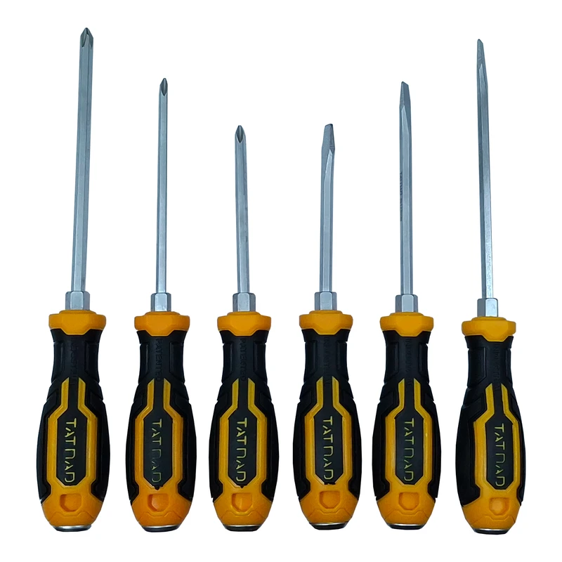 پیچ گوشتی ضربه خور دوسو و چهار سو تاتناد مدل GERMANCRAFT-600 بسته 6 عددی