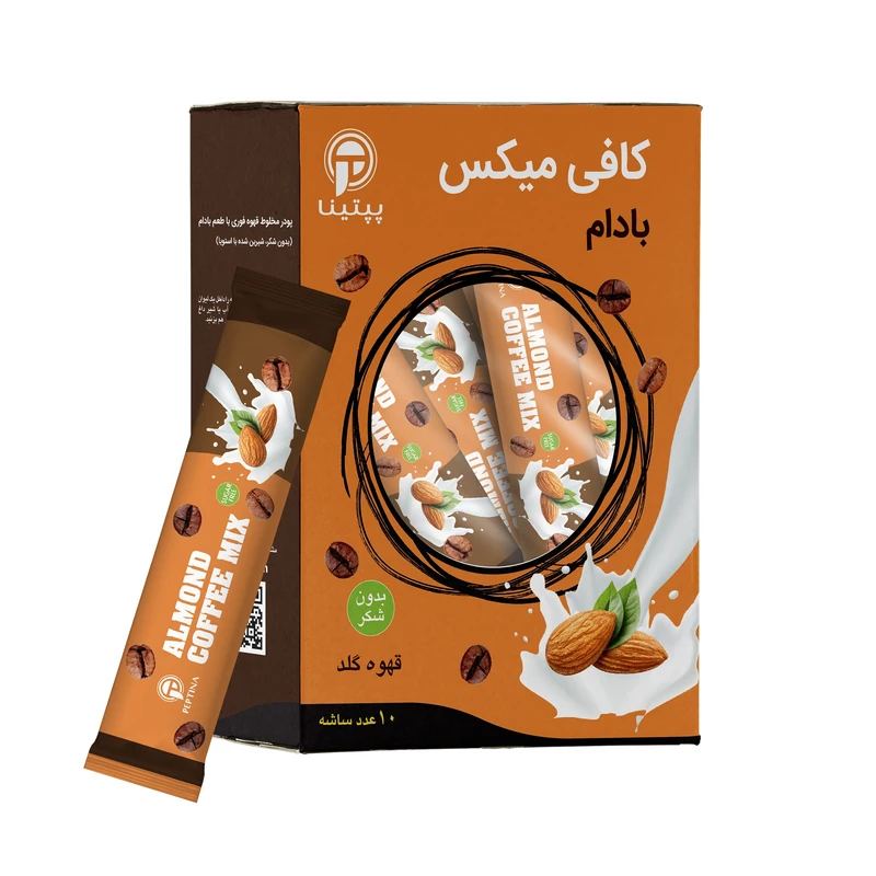 کافی میکس بدون شکر با طعم بادام پپتبنا بسته 10 عددی