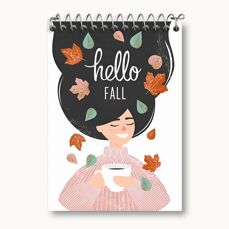 دفتر یادداشت 50 برگ خندالو طرح دختر و پاییز کد N3117