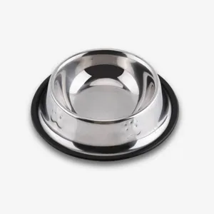 ظرف غذای حیوانات خانگی مدل Anti-Slip Steel Bowl-S قطر 10.5 سانتی متری