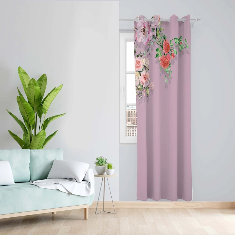 پرده طرح گل مدل مخمل پانچی کد 1564 z سایز 140x200 سانتی متر