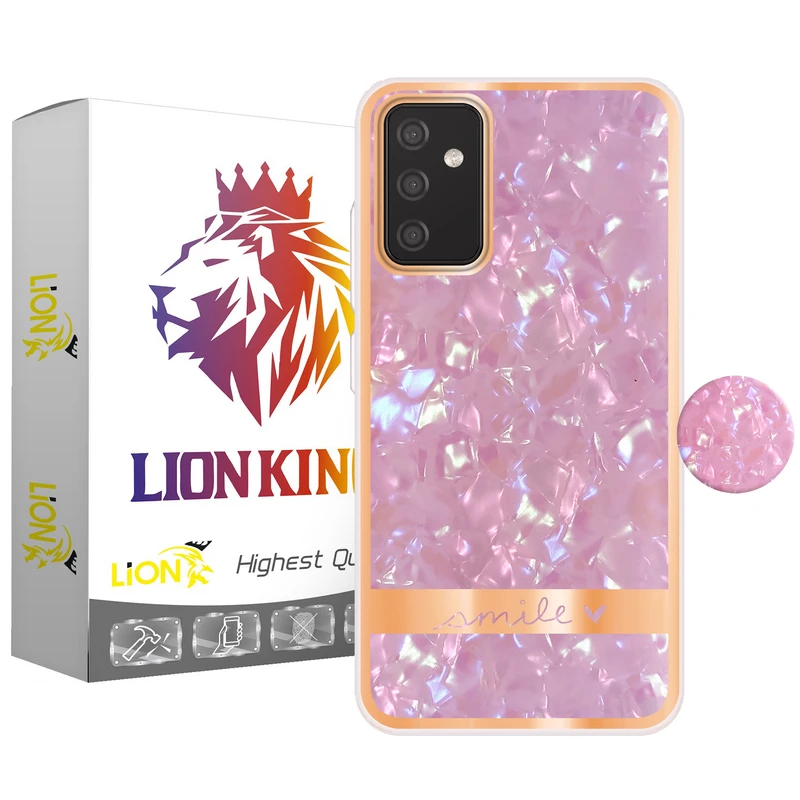 کاور لاین کینگ مدل کریستال یخی مناسب برای گوشی موبایل سامسونگ Galaxy A13 5G به همراه پایه نگهدارنده