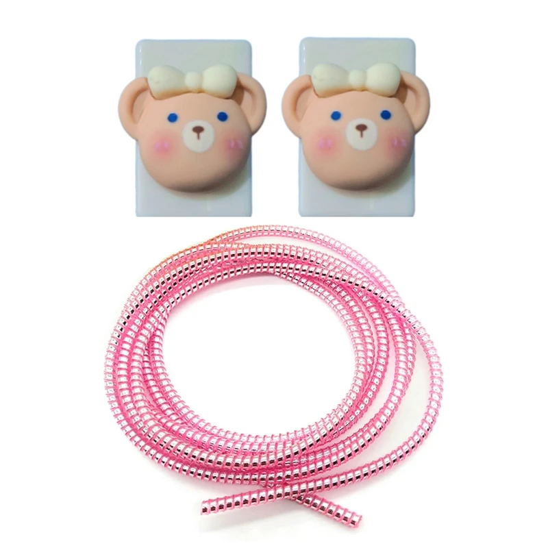 محافظ کابل شارژ و هندزفری طرح خرس مدل Bearhead11 بسته سه عددی 