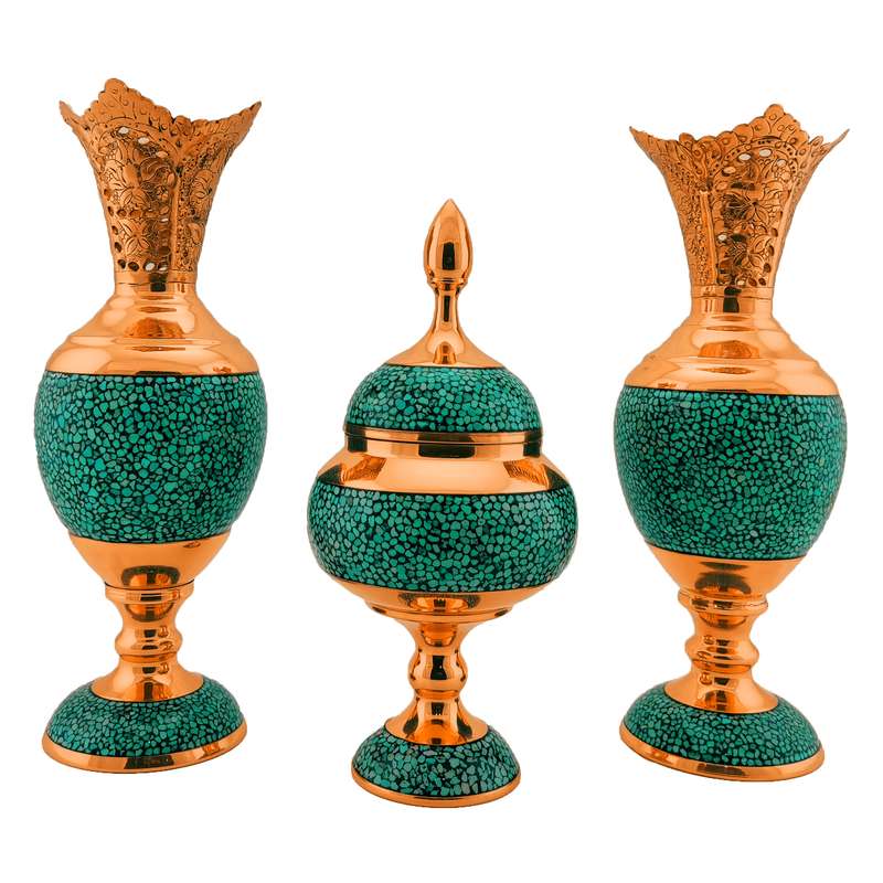 ست سه تکه گلدان و شکلات خوری فیروزه کوبی حامد کریمی مدل HF142