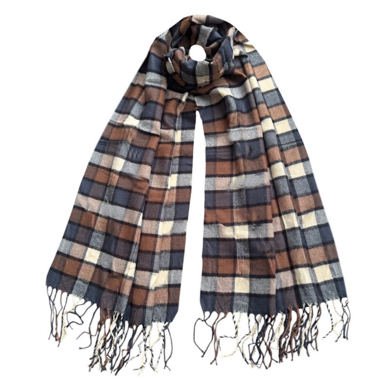 شال زنانه مدل موهر چهارخانه مربعی ریز ریش ریشی