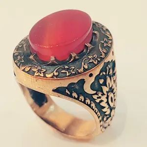 انگشتر مردانه مدل روس سنگ عقیق کد P1400