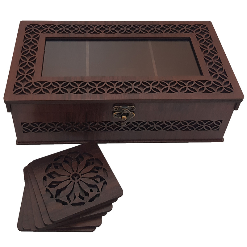 جعبه پذیرایی مدل صبا کد BO2314 به همراه زیر لیوانی