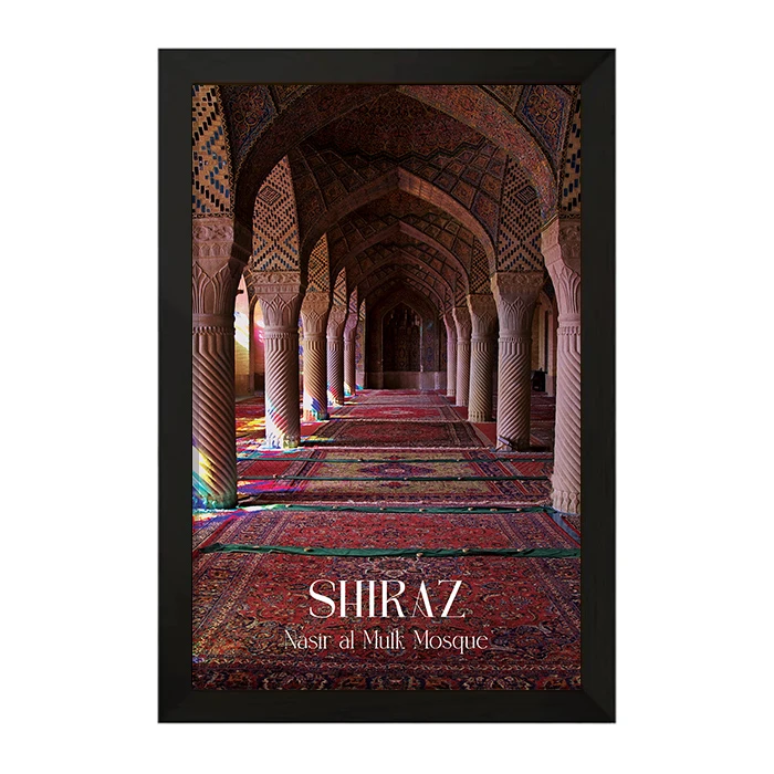 تابلو طرح مسجد نصیرالملک شیراز مدل P15 فریم مشکی