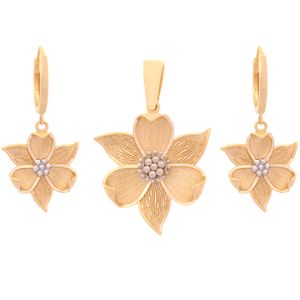 نیم ست طلا 18 عیار زنانه طلای مستجابی مدل فلاور کد T733