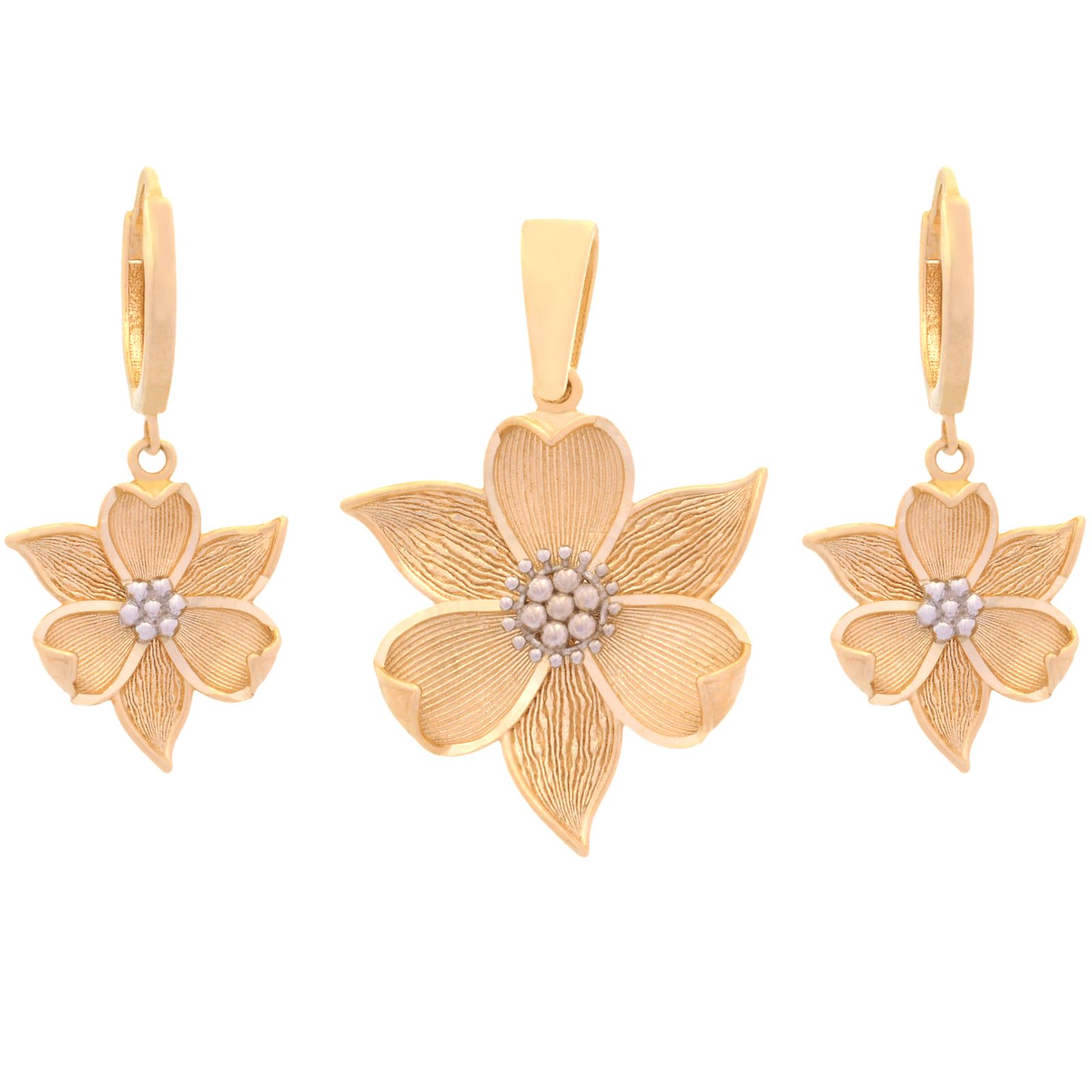 نیم ست طلا 18 عیار زنانه طلای مستجابی مدل فلاور کد T733 -  - 1