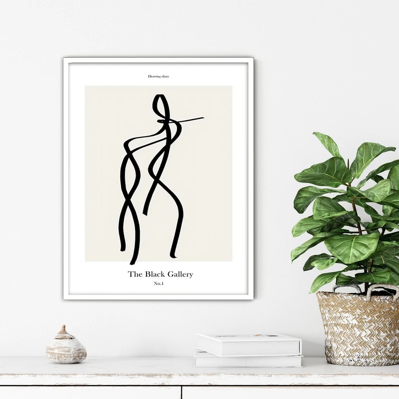 تابلو آتریسا طرح لاین آرت مدرن مدل ATFL36 فریم سفید