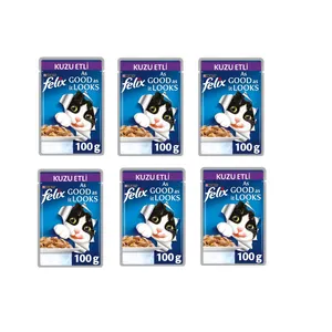 پوچ گربه بالغ فلیکس مدل Lamb وزن 100 گرم مجموعه 6 عددی
