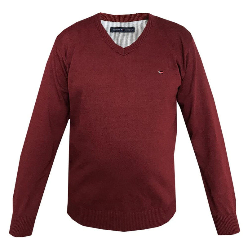 پلیور مردانه مدل یقه هفت کد 1113 رنگ زرشکی