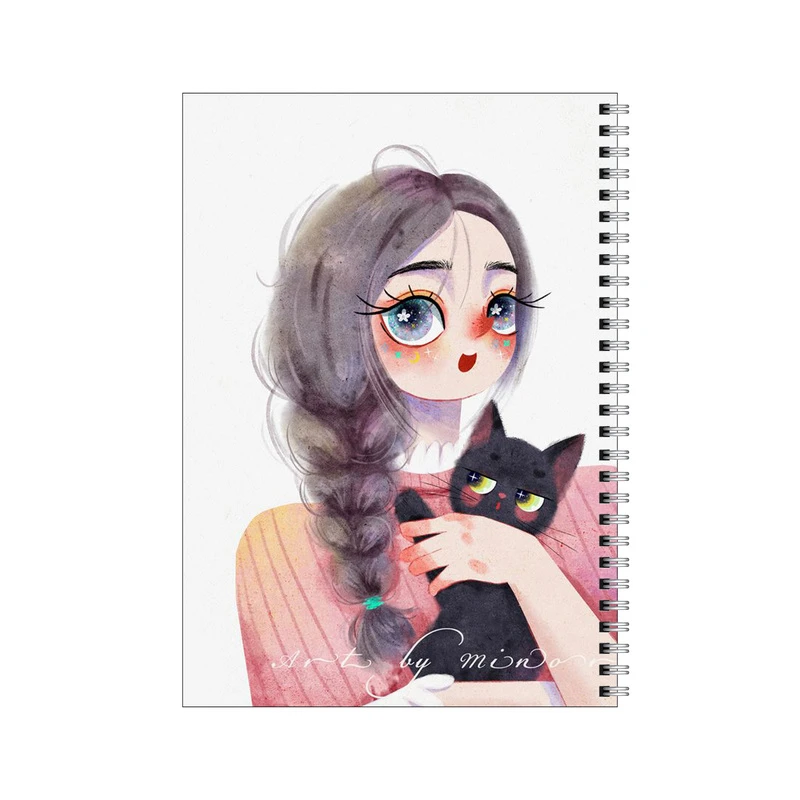 دفتر مشق 50 برگ بامبیلیپ طرح دختر چشم آهویی و گربه سیاه کد 8441519