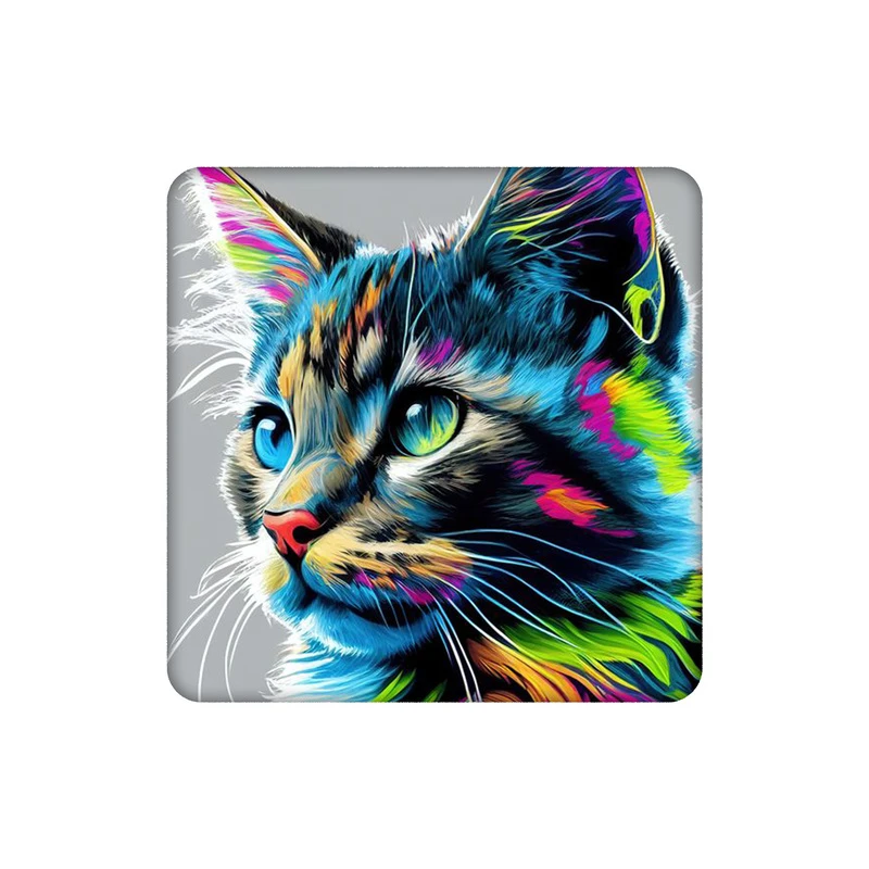 زیرلیوانی طرح گربه رنگی رنگی کد 9366486