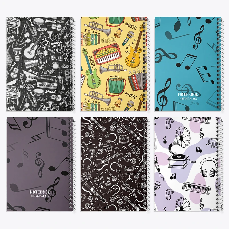 دفتر نقاشی 50 برگ خندالو طرح موسیقی کد 87 مجموعه 6 عددی