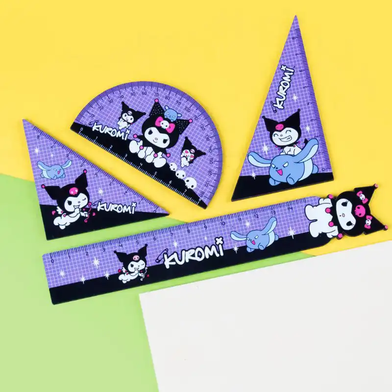 ست خط کش مدل کرومی مجموعه 4 عددی