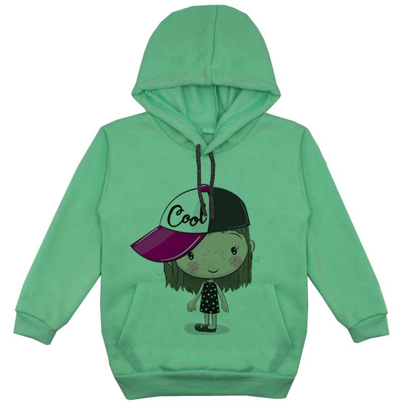 هودی دخترانه مدل دخترک F40 رنگ سبز