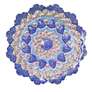 بشقاب مسی میناکاری گوهرچین کد 1158 قطر 25 سانتی متر