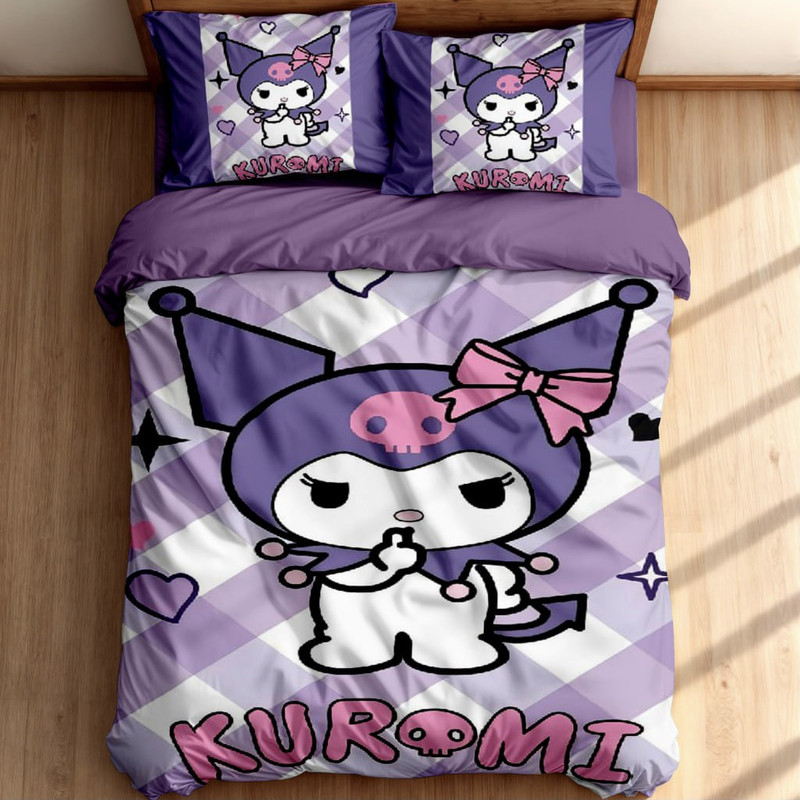 سرویس خواب مدل کرومی kuromi کد 08 یک نفره 5 تکه