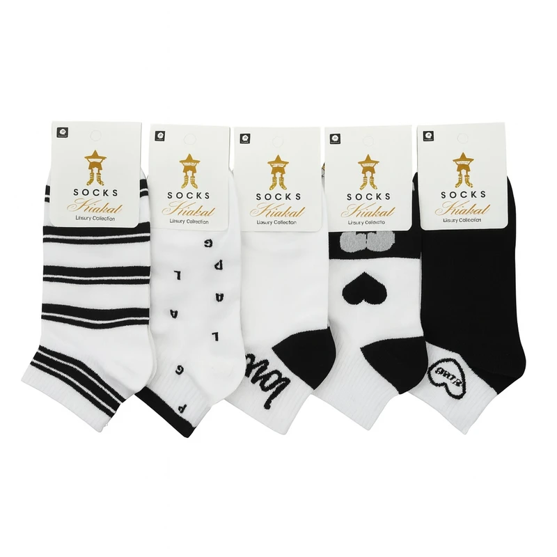 جوراب ساق کوتاه زنانه کیاکت  مدل آلفابت قلبی بسته 5 عددی