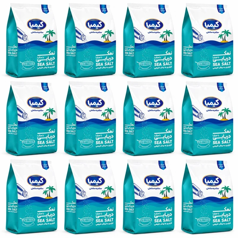 نمک دریایی خوراکی کیمیا - 1000 گرم مجموعه 12 عددی
