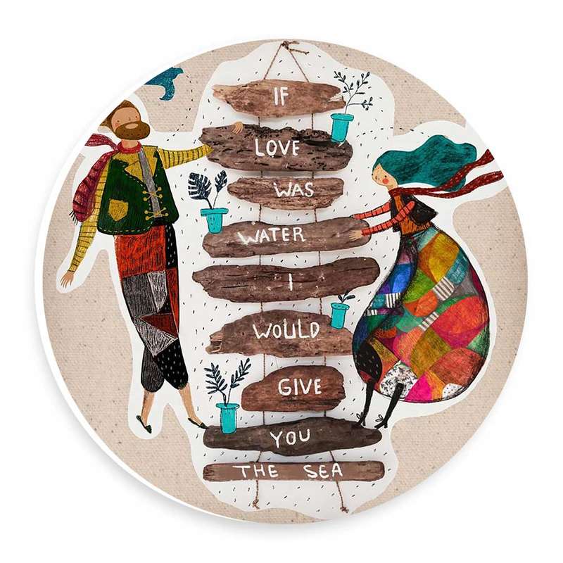 دیوارکوب طرح عشاق و گلدان ها مدل wtb347