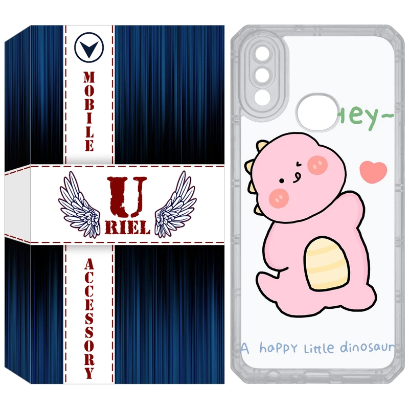 کاور یوریل مدل Clear کد 26 طرح دایناسور صورتی مناسب برای گوشی موبایل سامسونگ Galaxy A10S / M10S