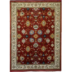 فرش ماشینی 700 شانه لک لک  زمینه لاکی حاشیه کرم مدل 2211