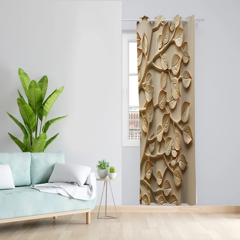 پرده طرح برگ سه بعدی مدل مخمل پانچی کد 2678 z سایز 140x200 سانتی متر