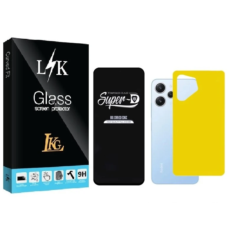 محافظ صفحه نمایش ال کا جی مدل  LKK Super-D مناسب برای گوشی موبایل  شیائومی REDMI 12 4G به همراه محافظ پشت گوشی