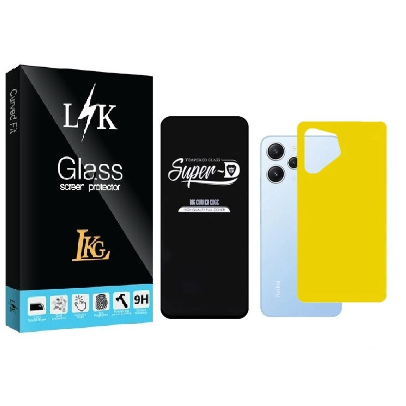 محافظ صفحه نمایش ال کا جی مدل LKK Super-D مناسب برای گوشی موبایل شیائومی REDMI 12 4G به همراه محافظ پشت گوشی
