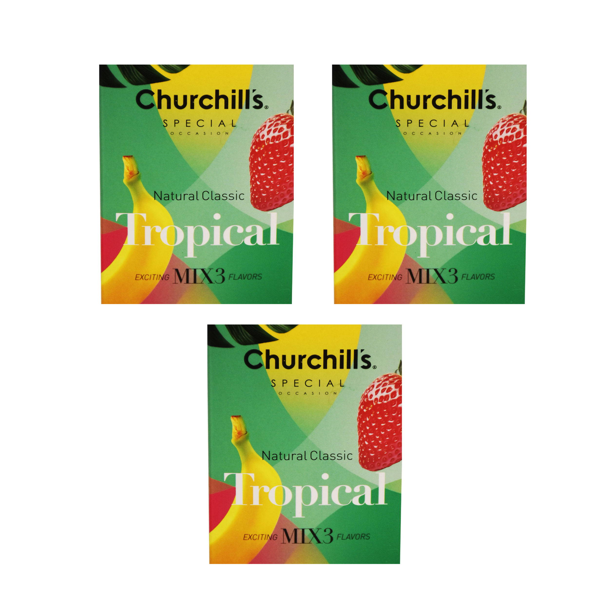 کاندوم چرچیلز مدل Natural Classic Tropical مجموعه 3 عددی